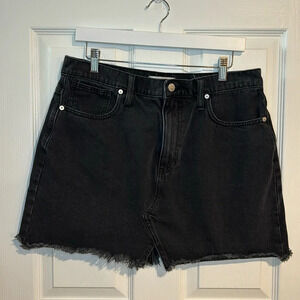 Madewell Rigid Denim A Line Jean Skirt Size 31 Womens Cotton Raw Fringe hem